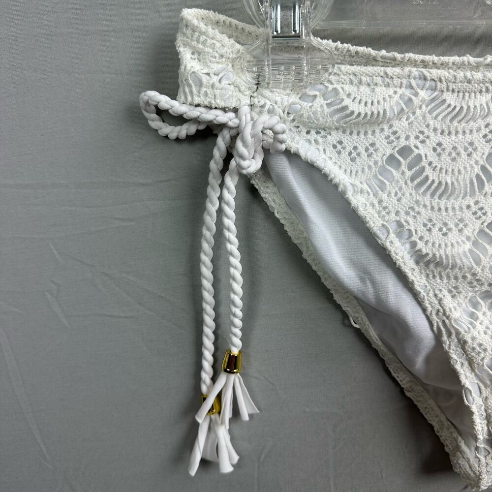 Roxy Gypsy Moon 70s Lowrider Tie Side Bikini Bottom White Women’s Large - Picture 2 of 7